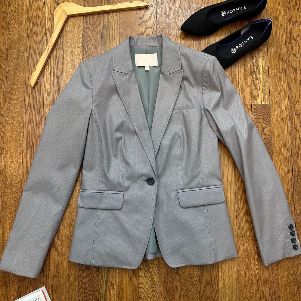 Banana Republic Gray Pinstripe One Button Blazer